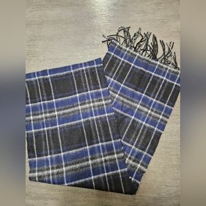 Cashmere club room luxury 100% cashmere mens blue black plaid winter scarf